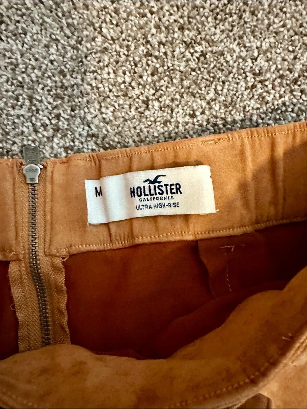 Hollister Ultra High Rise Faux Suede Mini Skirt Brown Belted M Western Cowgirl